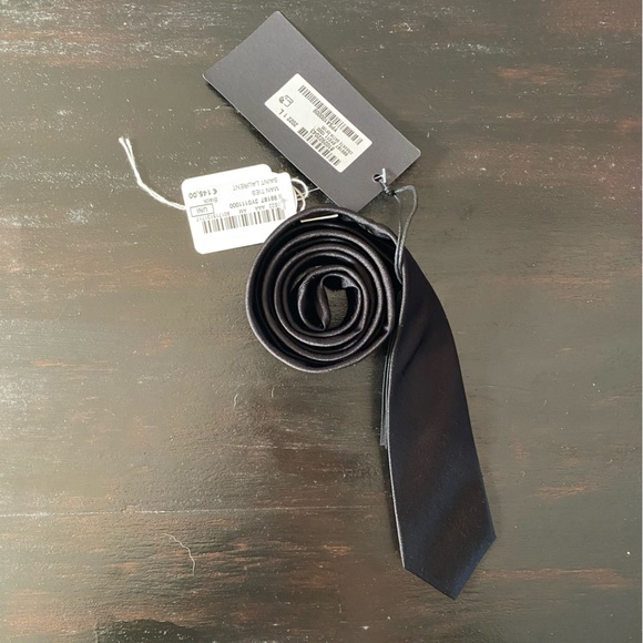 Saint Laurent: black 100% silk/ seta slim fit tie unisex BNWT - Picture 6 of 6